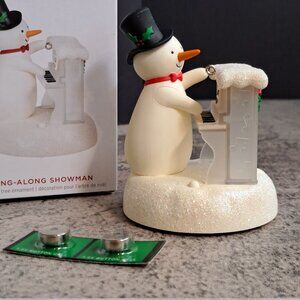 Hallmark 2023 Sing-Along Showman Piano Playing Snowman Christmas Ornament